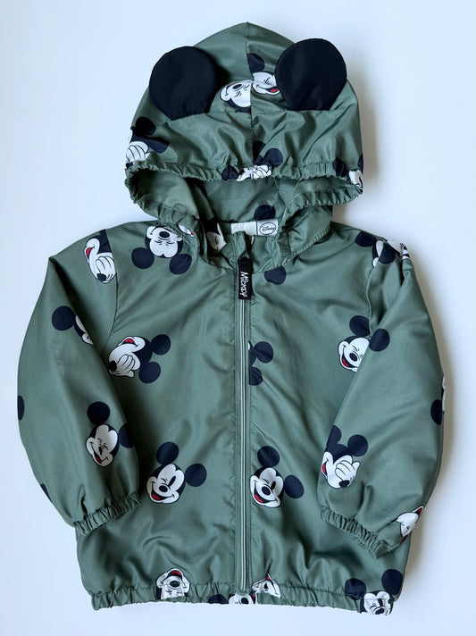 H&M x Disney Green Mickey Fleece Lined Wind Breaker (9-12 Months)