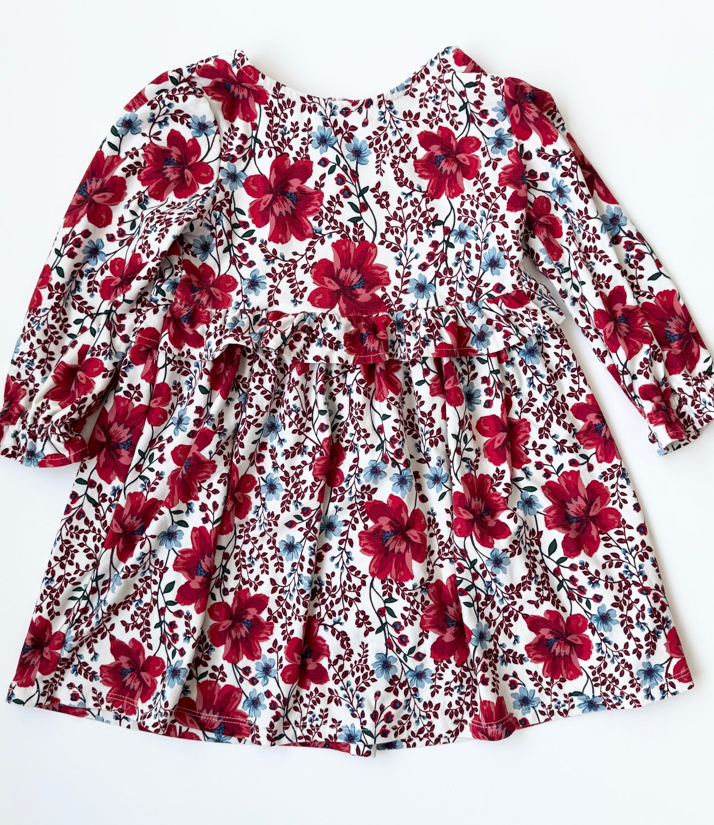 Old Navy Red Florals Long Sleeve Dress (3T)