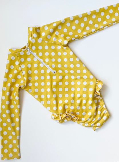 Imagine Perry Yellow Polkadot Long Sleeve One Piece Swimsuit (5/6 Years)