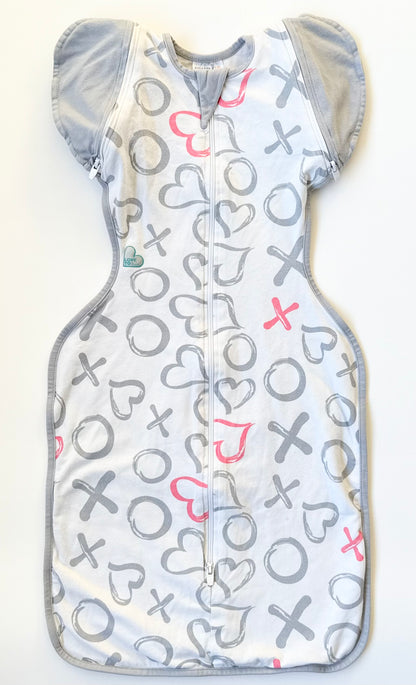 Love to Dream Grey & Pink XOXO Hearts Swaddle Up 50/50 Original Designer (Medium)