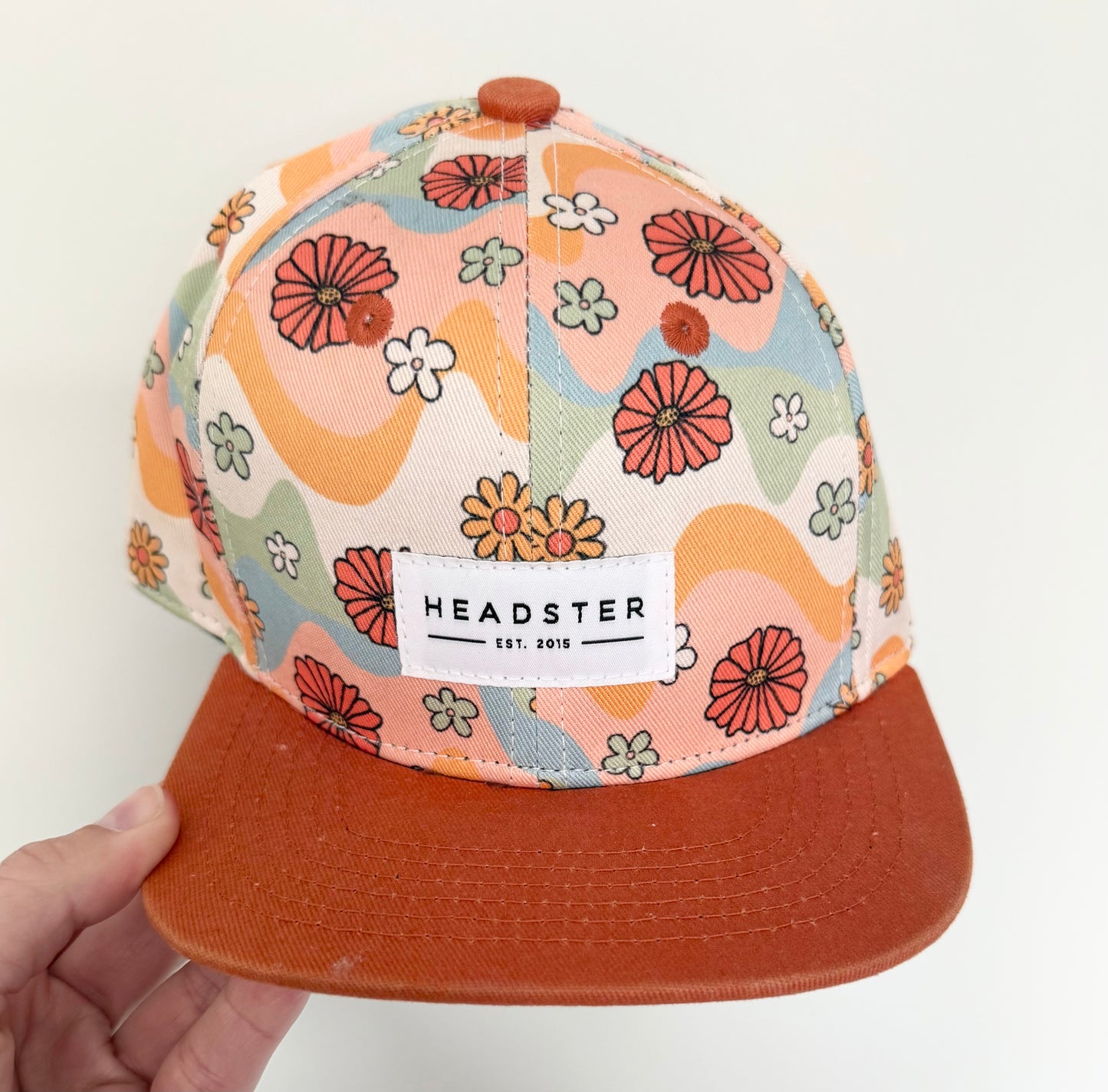 Headster Orange Retro Flowers SnapBack Hat (52CM)