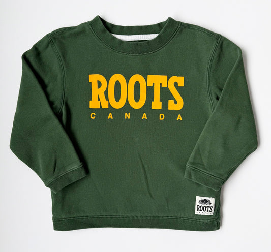 Roots Kids Canada Green & Yellow Sweater (4T)