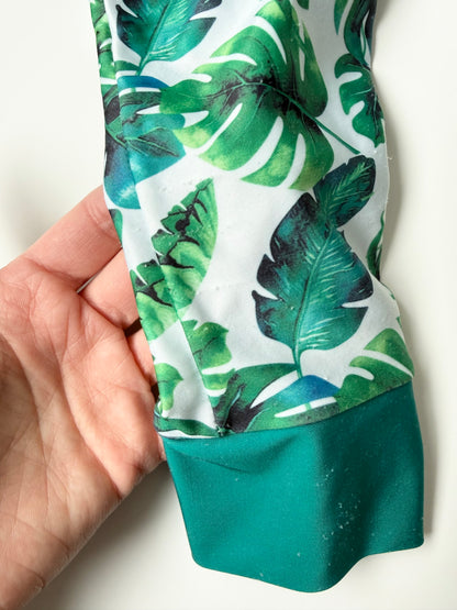 Honeysuckle Swim Green Jungle Leaves Full Coverage Sunsuit (2T)