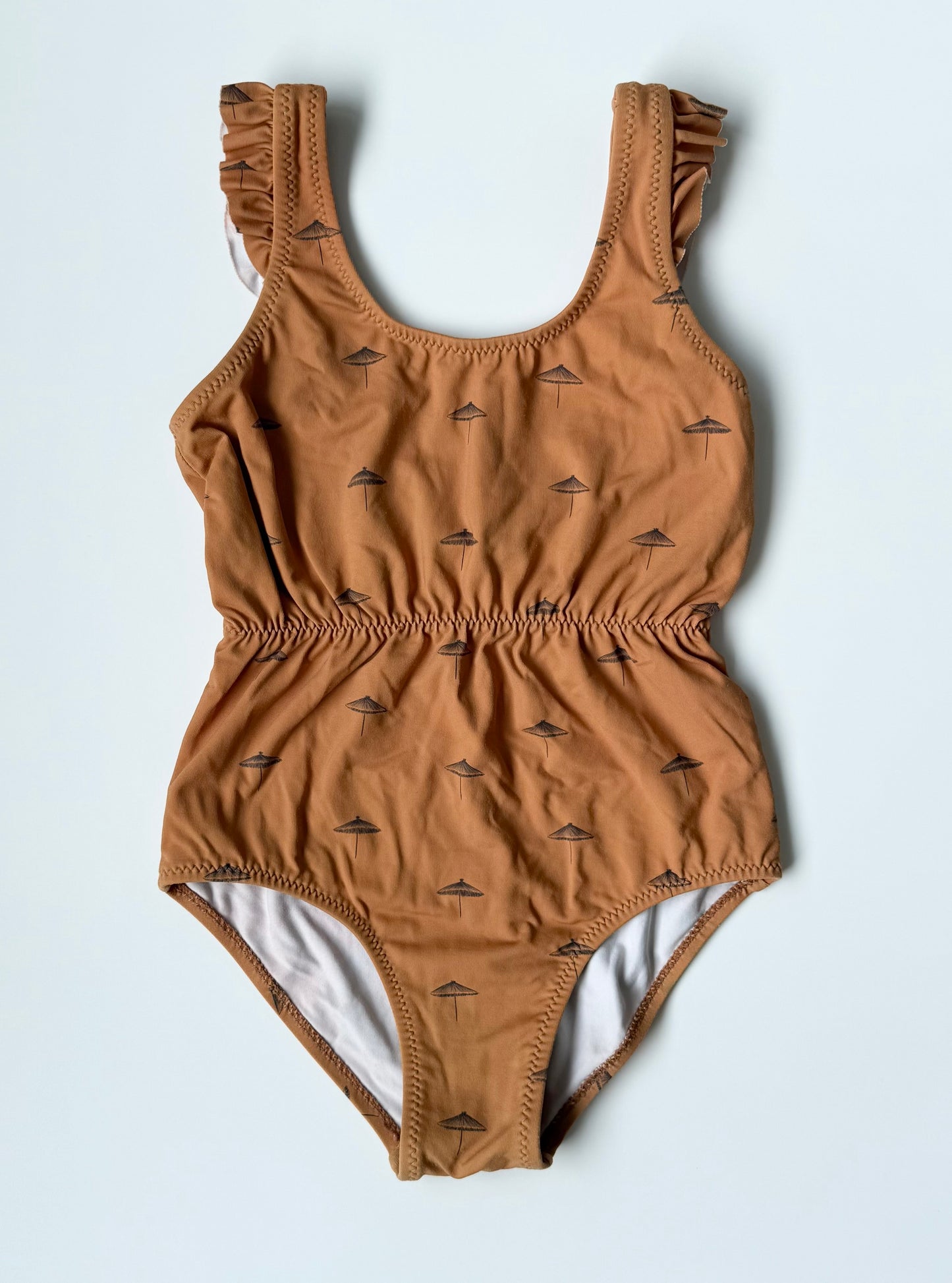 Zara Caramel Brown Beach Umbrella One Piece Swimsuit (3-4 Years)