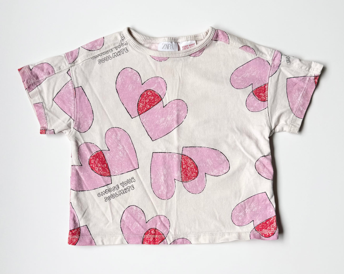 Zara Pink & Red Hearts T-Shirt (2 Years)