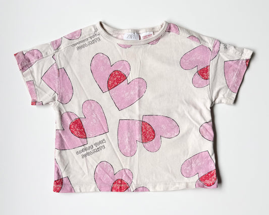 Zara Pink & Red Hearts T-Shirt (2 Years)