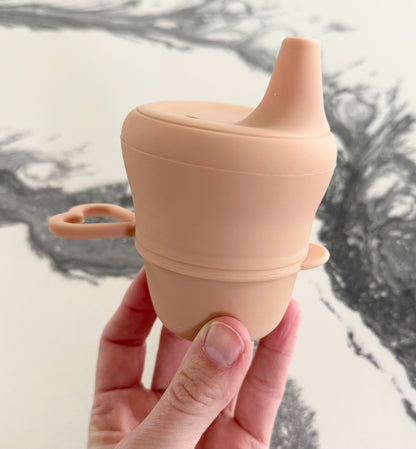Tan Silicon Cup & Stretchy Lid