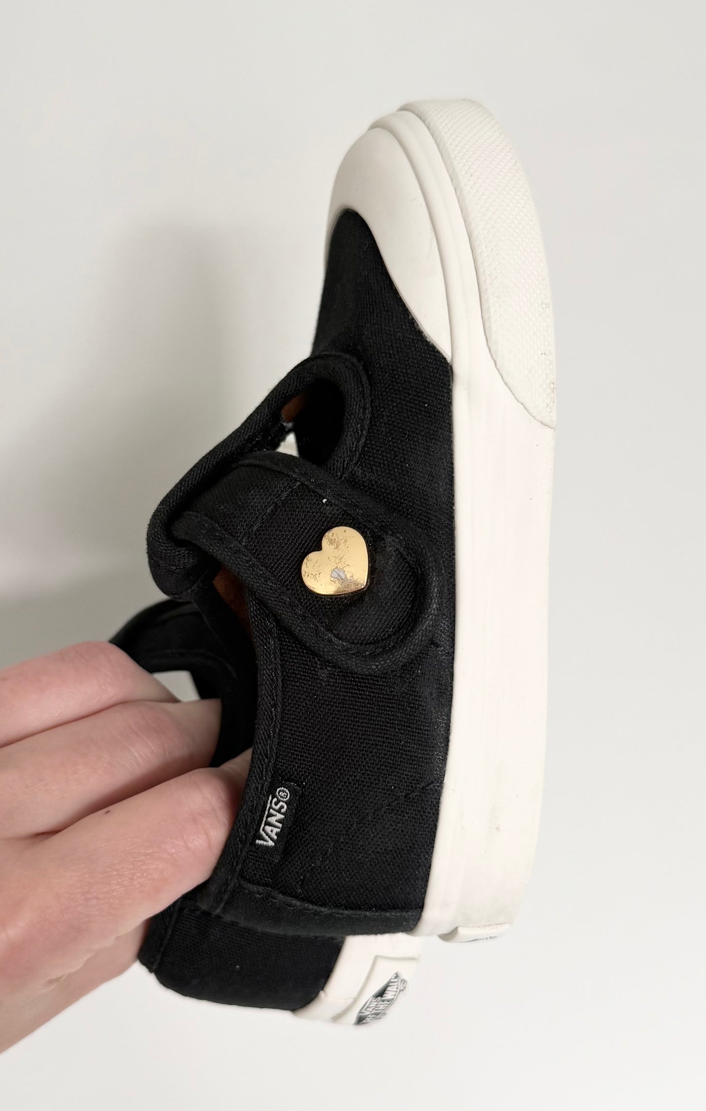 Vans Black & Gold Heart Mary Jane Velcro Sneakers (7)