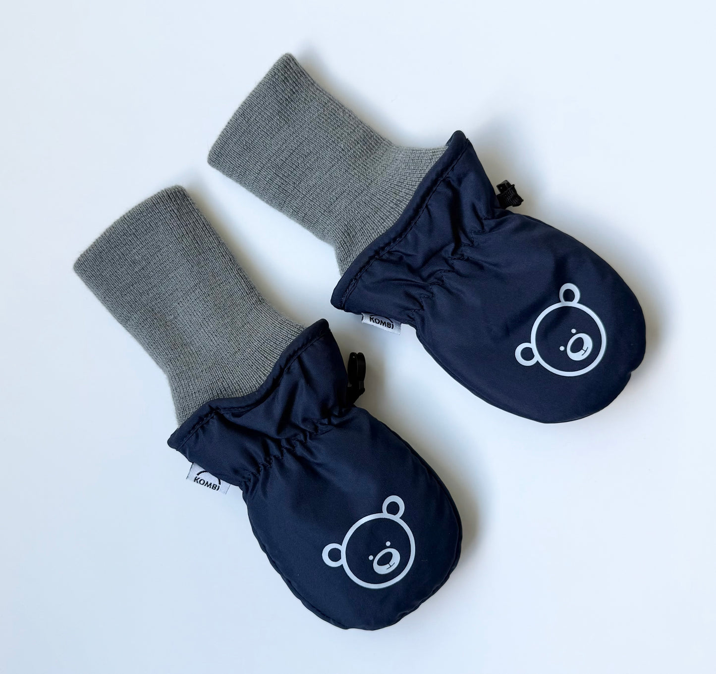 Kombi Navy Bear Foldable Cuff Mittens (12-24 Months)