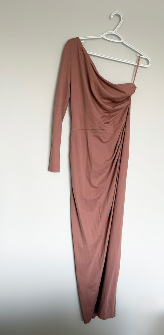 Women’s Sarin Mathews One Shoulder Long Sleeve Ruched Wrap Split Cocktail Dresses (Medium)