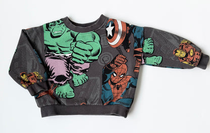 Zara x Marvel Dark Grey AOP Avengers Crewneck Sweater (18-24 Months)