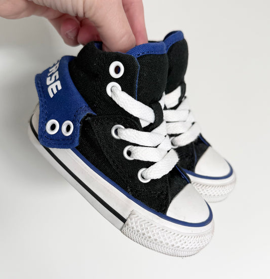 Converse Black & Blue High Top Lace Up Sneakers (4)