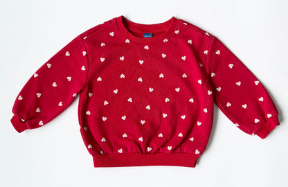 Old Navy Red Hearts Crewneck Sweater (18-24 Months)