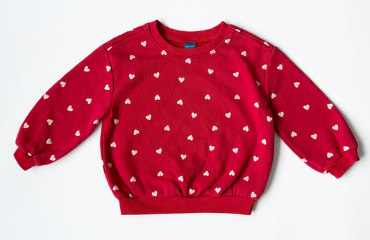 Old Navy Red Hearts Crewneck Sweater (18-24 Months)