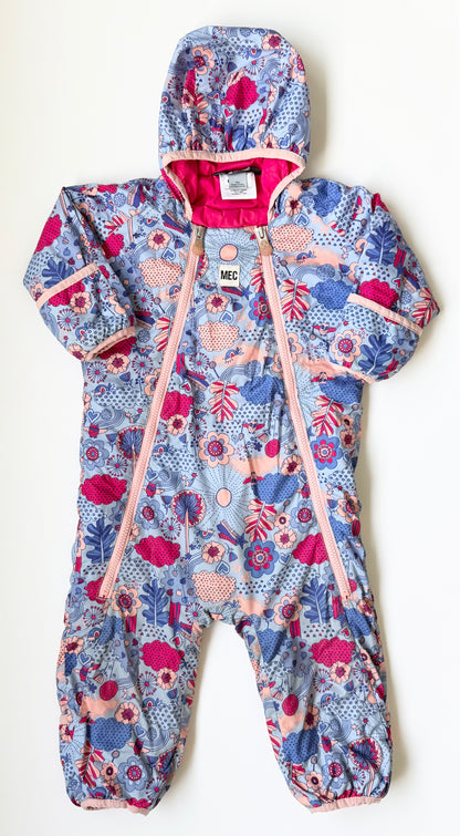 MEC Cocoon Bundle Up Blue & Pink Demask Floral Puffer Bunting Suit (12 Months)