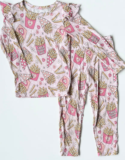 Milk + Coco Pink “Fries Before Guys” Two Piece PJ Set (3T)