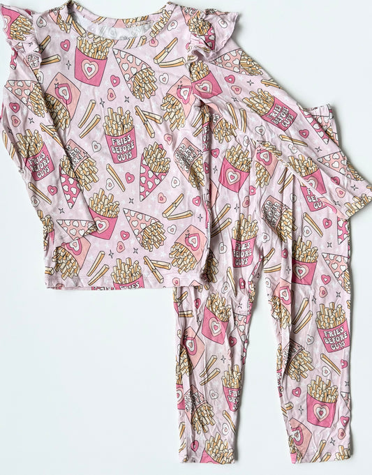 Milk + Coco Pink “Fries Before Guys” Two Piece PJ Set (3T)