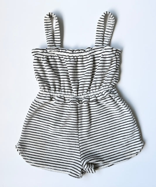 Zara Black & White Striped Terry Tank Romper (6 Years)