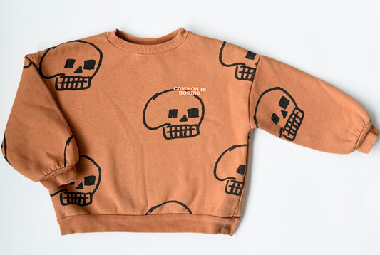 Zara Brown Skulls “Common is Boring” Crewneck Sweater (3-4 Years)