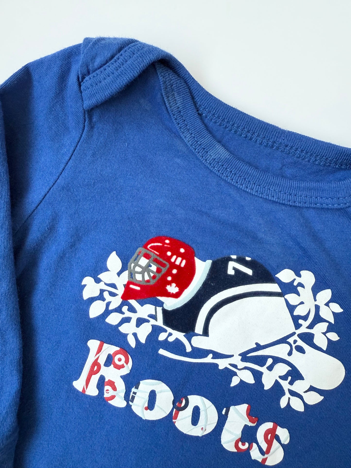 Roots Baby Blue Hockey Beaver Long Sleeve Bodysuit (6-12 Months)