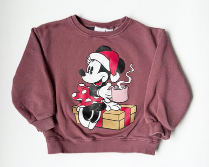 Zara x Disney Christmas Minnie Drinking Coco Dark Purple Sweater (4-5 Years)