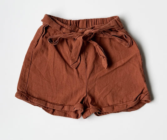 Yunerma Caramel Brown Tie Up Shorts (24 Months)