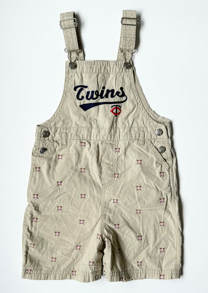 MLB Minnesota Twins Baseball Tan Shorty Overalls (4T)