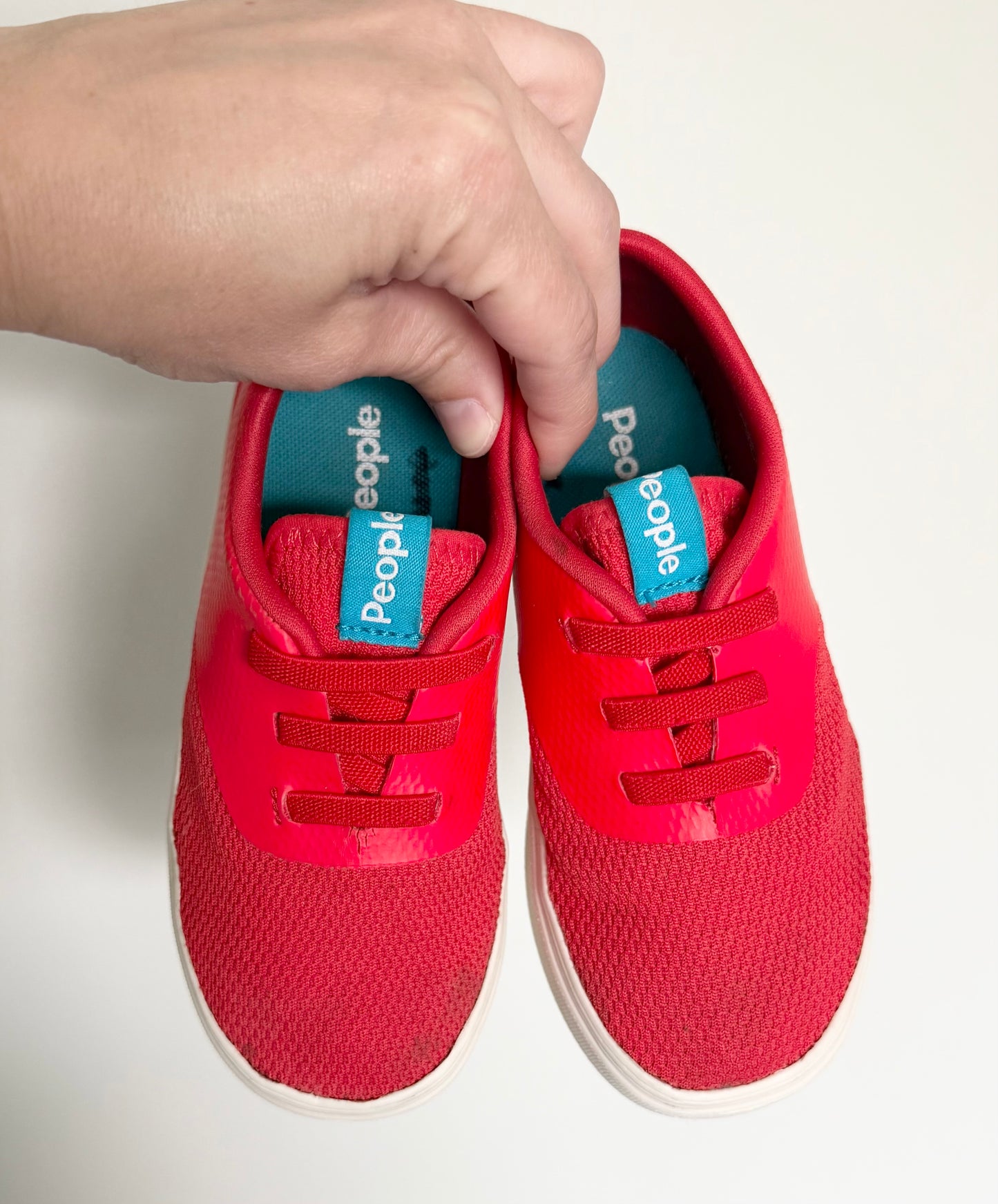 People Red Stretch Lace Slip On Sneakers (10)