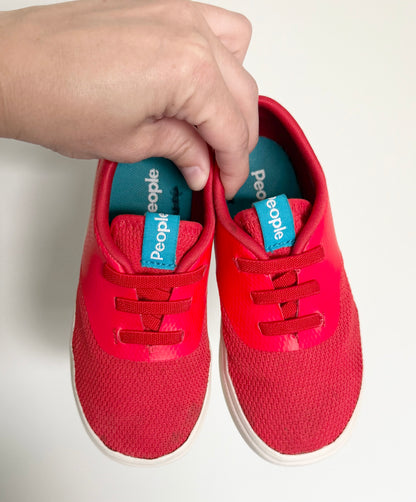 People Red Stretch Lace Slip On Sneakers (10)