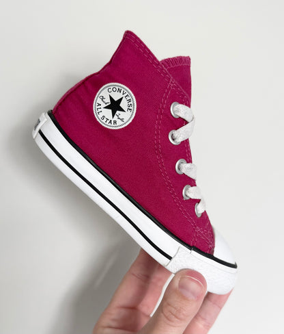 Converse Berry Maroon High Top Lace Up Sneakers (6)