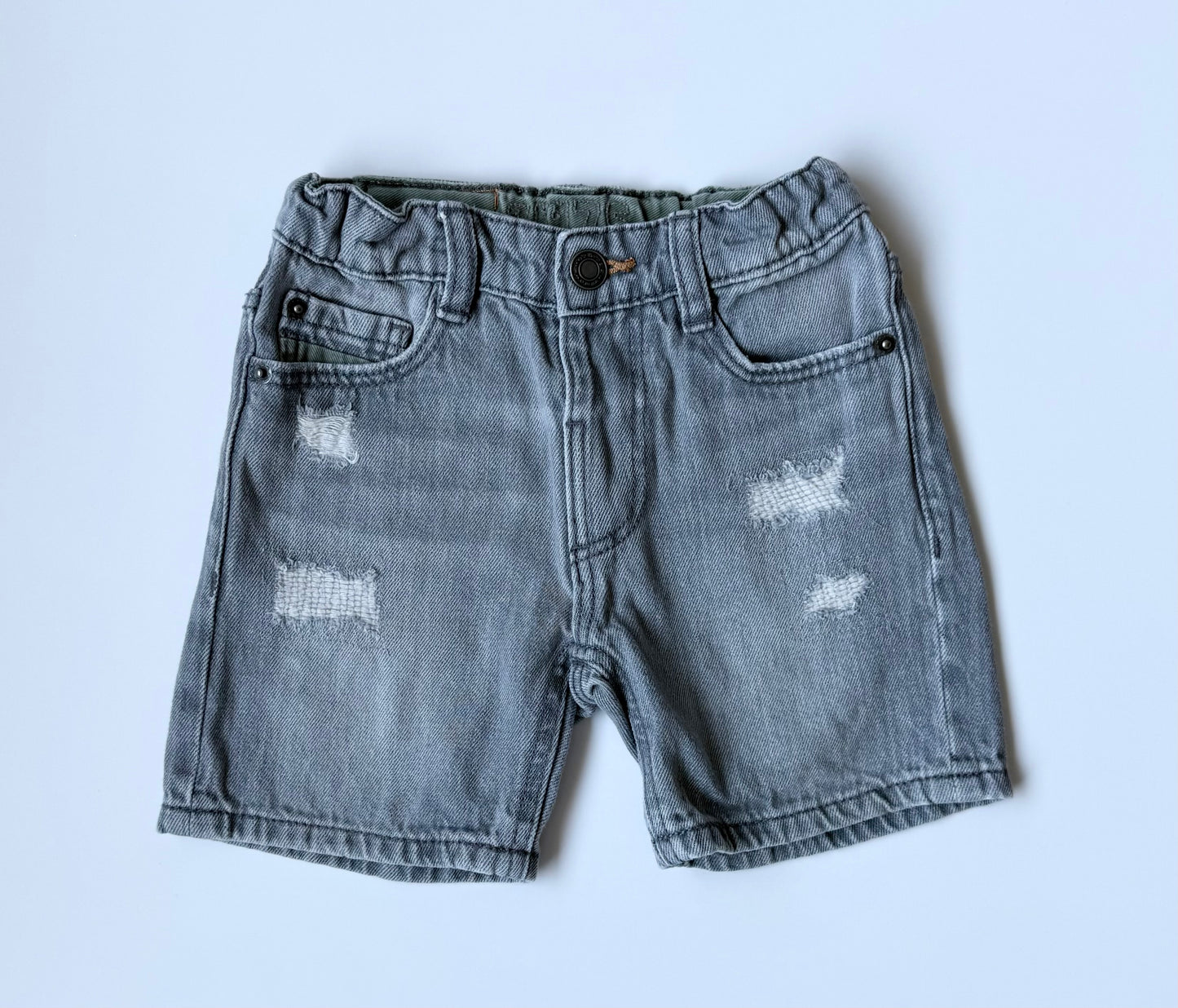 Zara Light Grey Distressed Jean Shorts (12-18 Months)