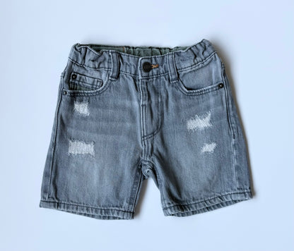 Zara Light Grey Distressed Jean Shorts (12-18 Months)