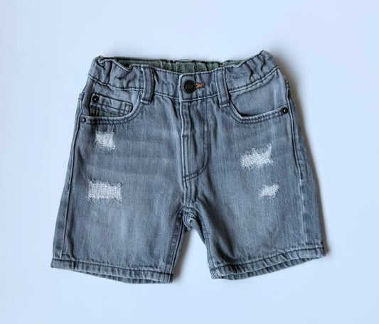 Zara Light Grey Distressed Jean Shorts (12-18 Months)