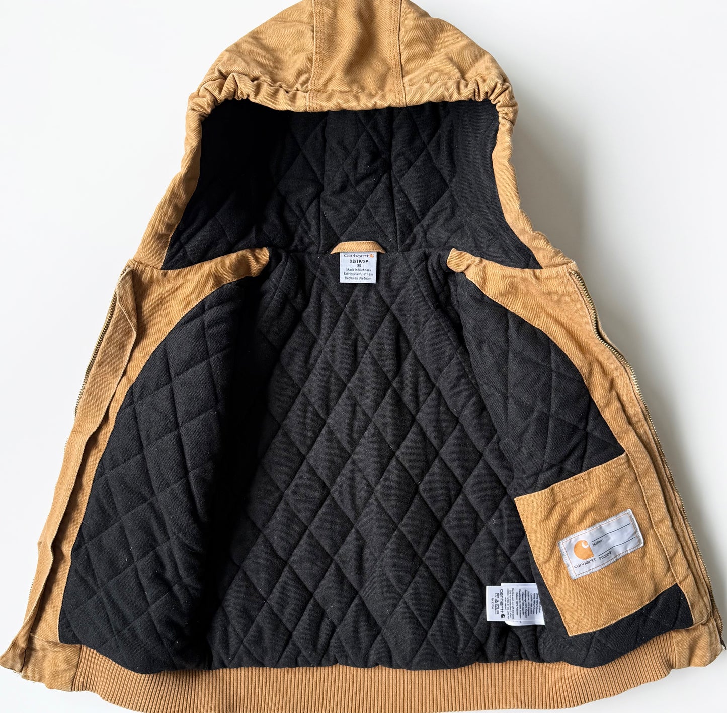Carhartt Brown Active Flannel Quilt-Lined Cotton Duck Canvas Jacket - Extra Small (6 Years)