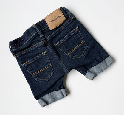 Ambercrombie Kids Dark Wash Cuffed Jean Shorts (3/4 Years)