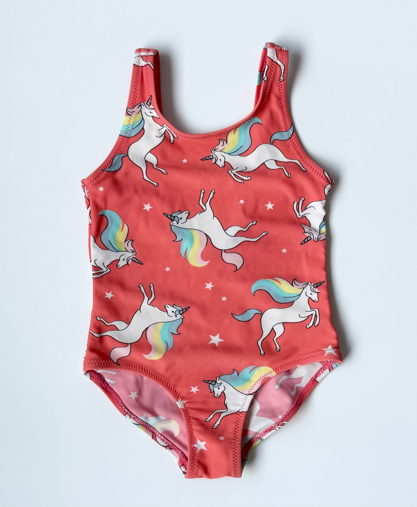 Zara Coral Pink Unicorn One Piece Swimsuit (2-3 Years)