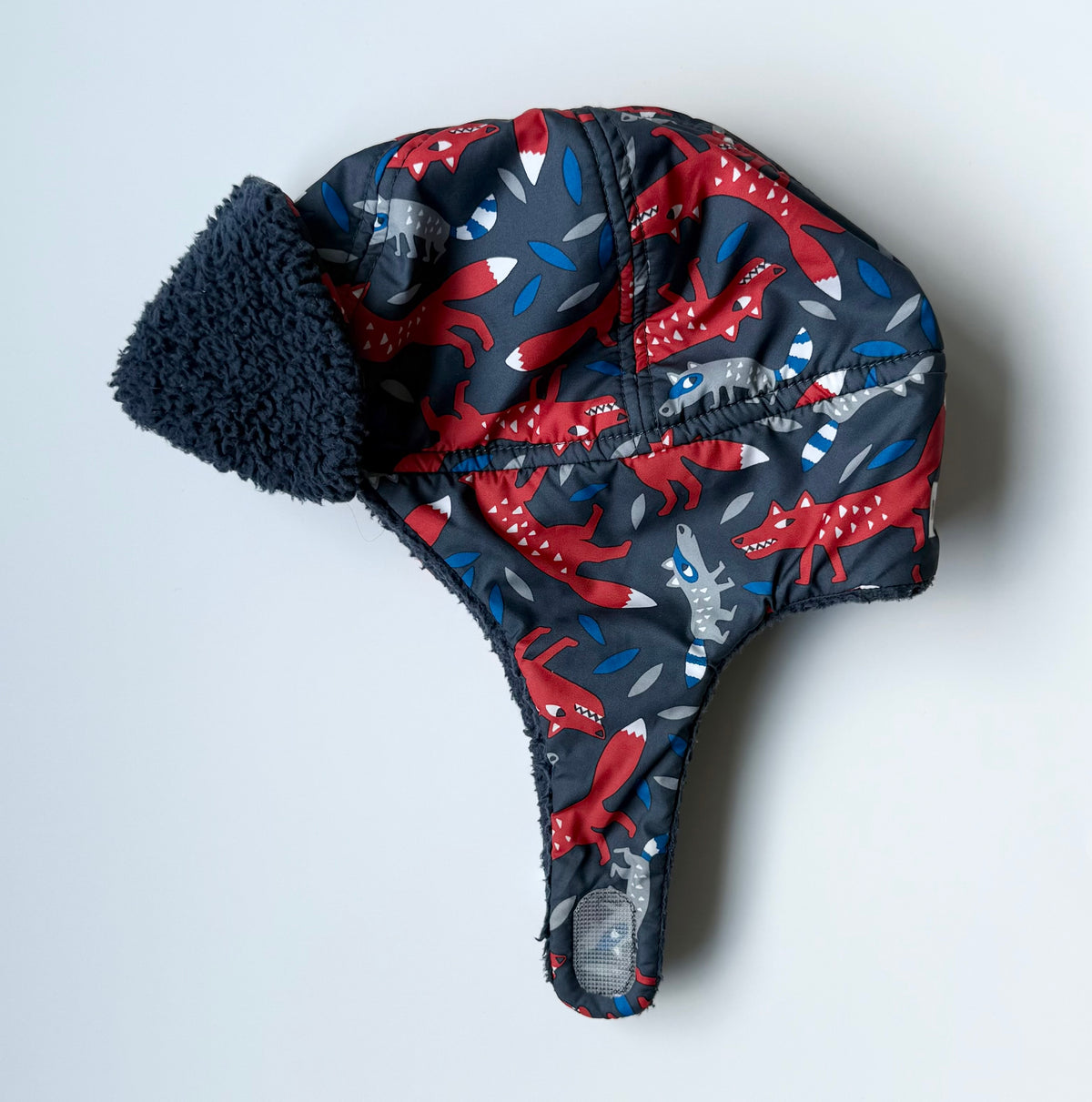 MEC Cocoon Trapper Hat - Navy Racoon & Fox Print (Small)