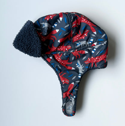 MEC Cocoon Trapper Hat - Navy Racoon & Fox Print (Small)