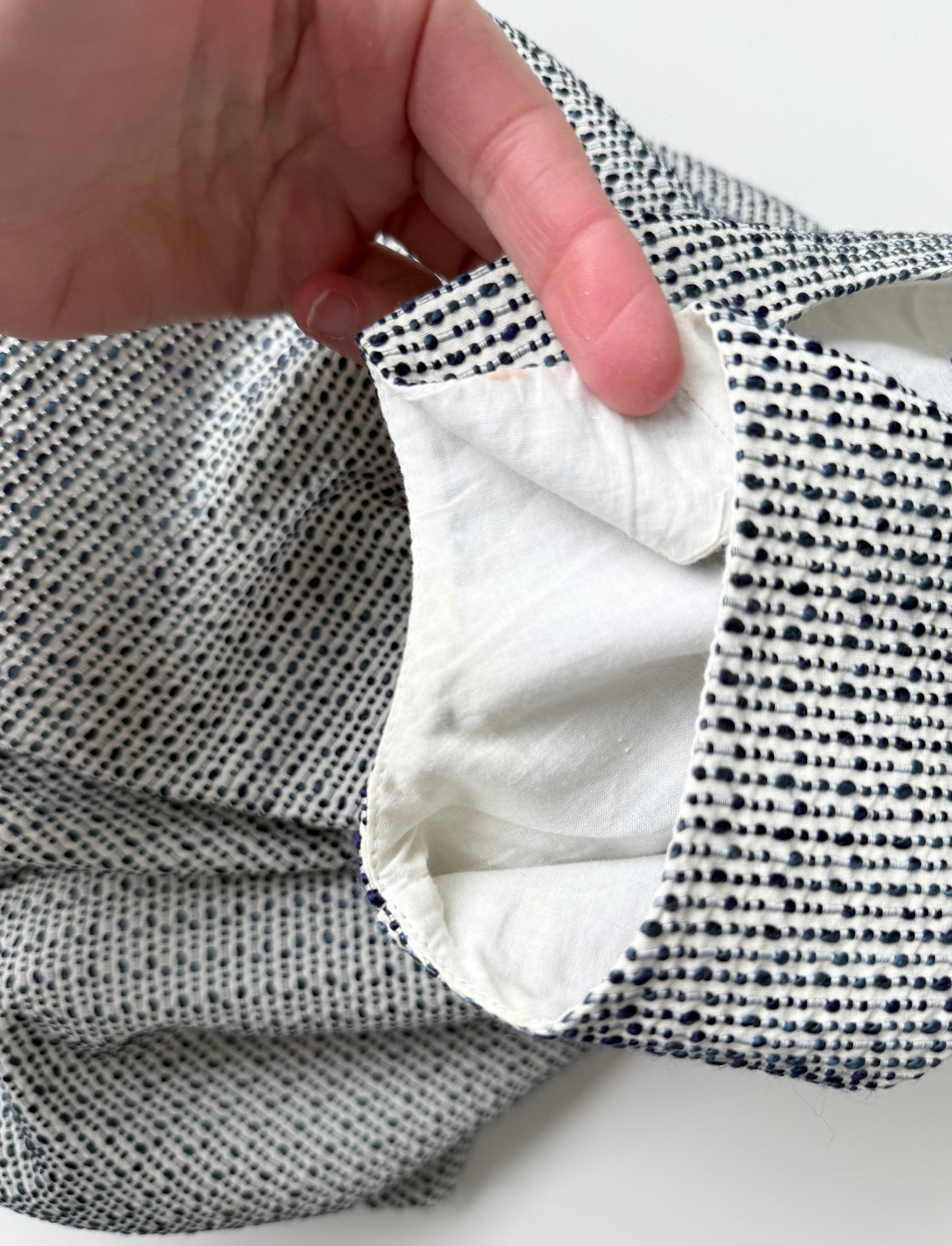 Tartine et Chocolat Chasuble White & Navy Textured Bow Dress (5T)