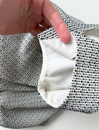 Tartine et Chocolat Chasuble White & Navy Textured Bow Dress (5T)