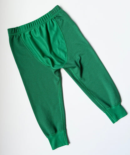 Patagonia Capilene Midweight Green & Brown Striped Long Sleeve Bodysuit & Pants Base Layer Set (2T)