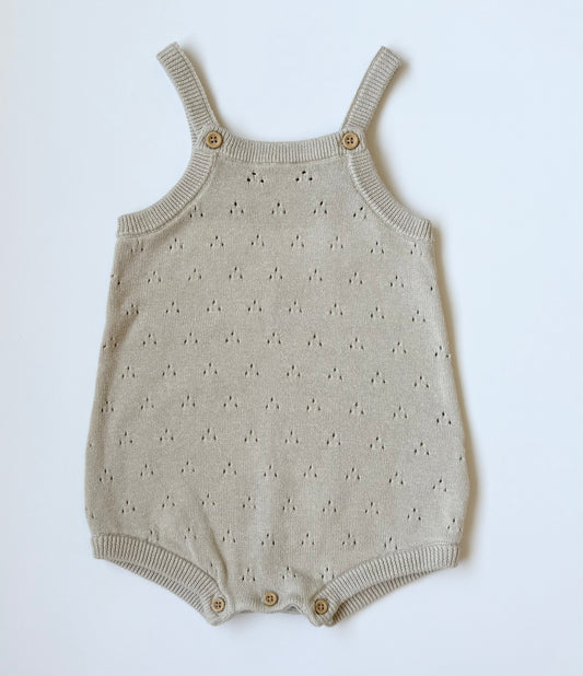 Little Planet Beige Knitted Summer Romper (18 Months)