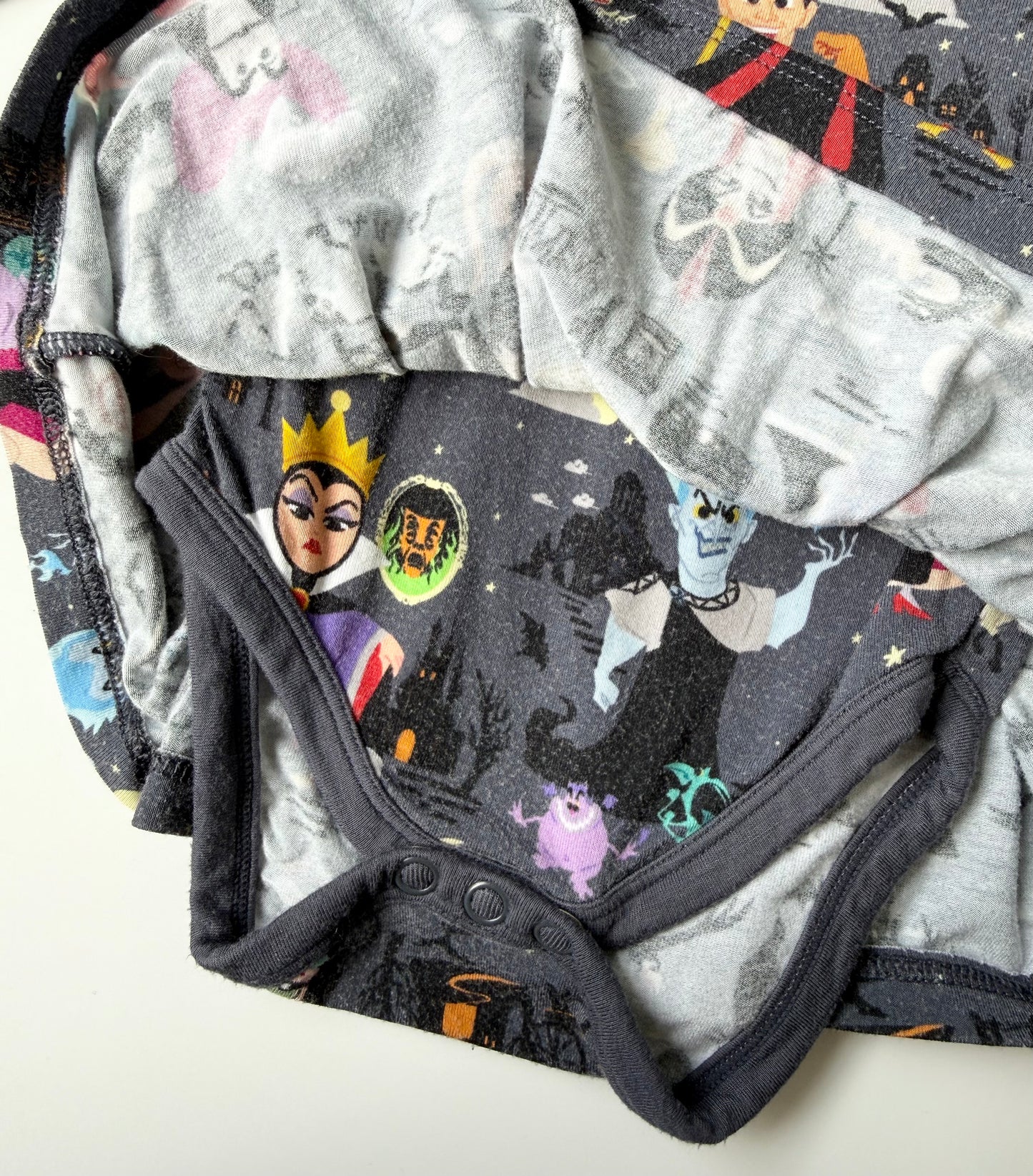 Little Sleepies x Disney Dark Grey Villains Long Sleeve Bodysuit Dress (0-3 Months)