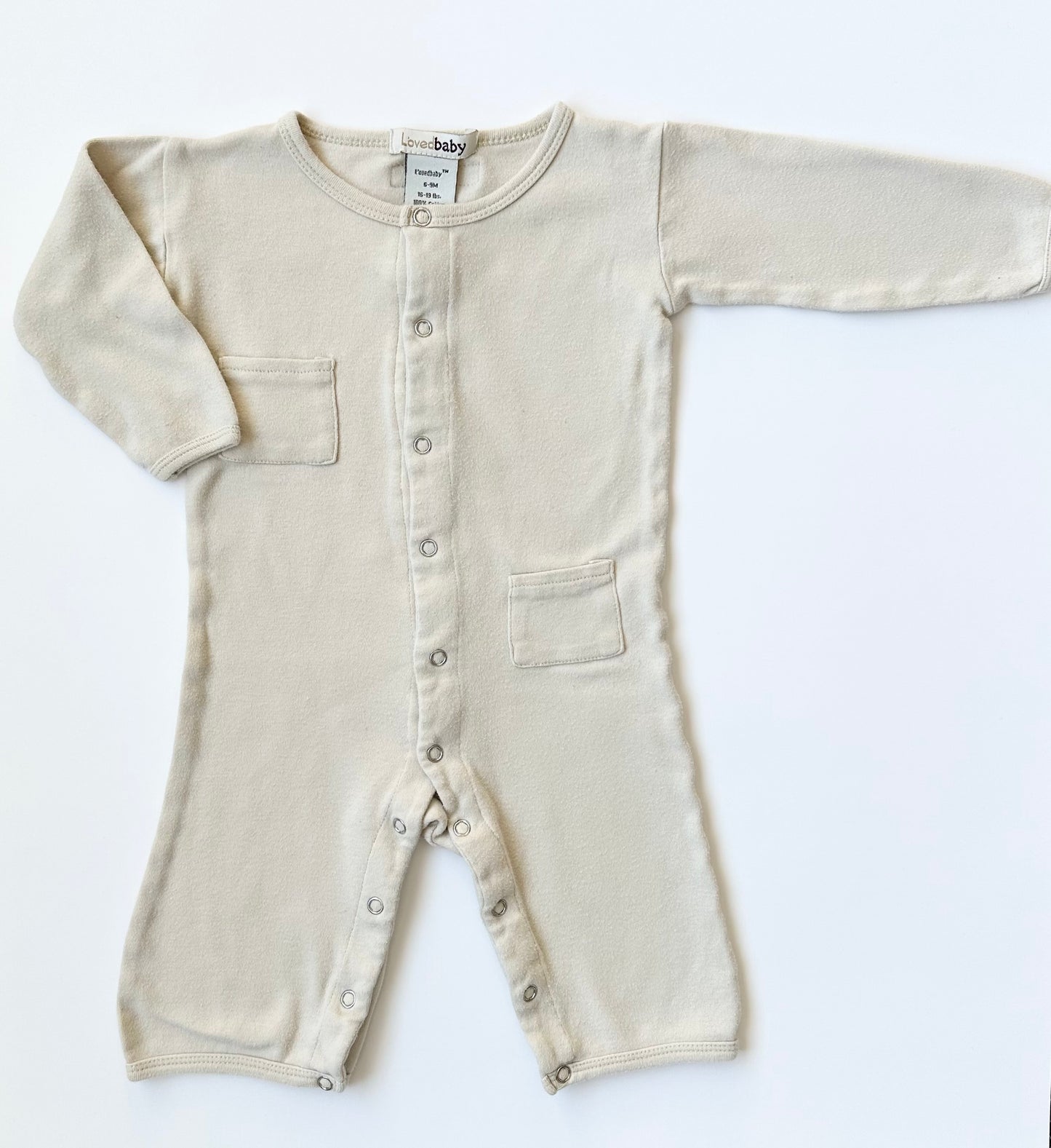 L’oved Baby Off White Snap Romper (6-9 Months)