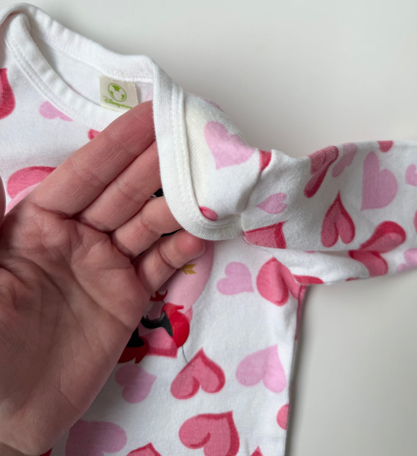 Disney Store Cupid Mickey & Minnie Hearts Long Sleeve Bodysuit (0-3 Months)