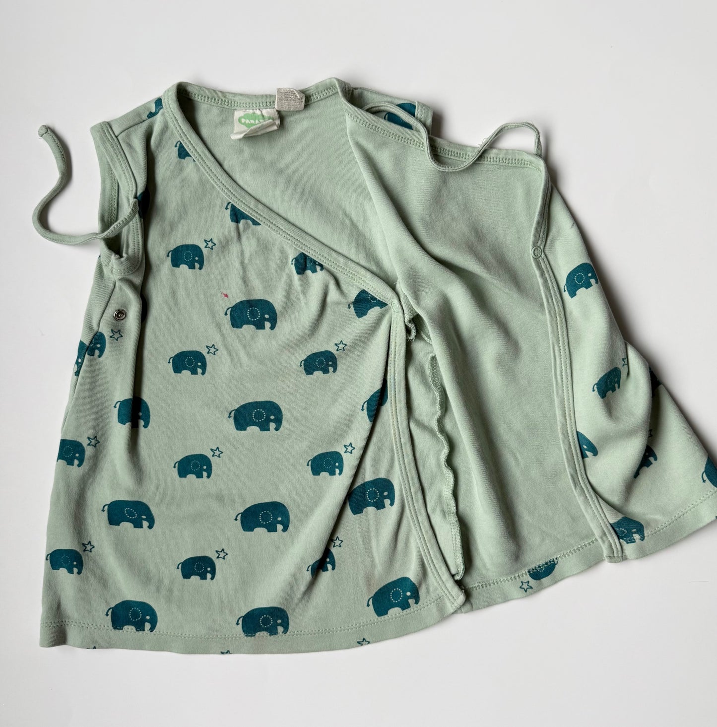 Parade Organics Green Elephants Kimono Wrap Dress (2T)