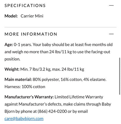 Baby Bjorn Baby Carrier Mini 3D Jersey in Light Grey