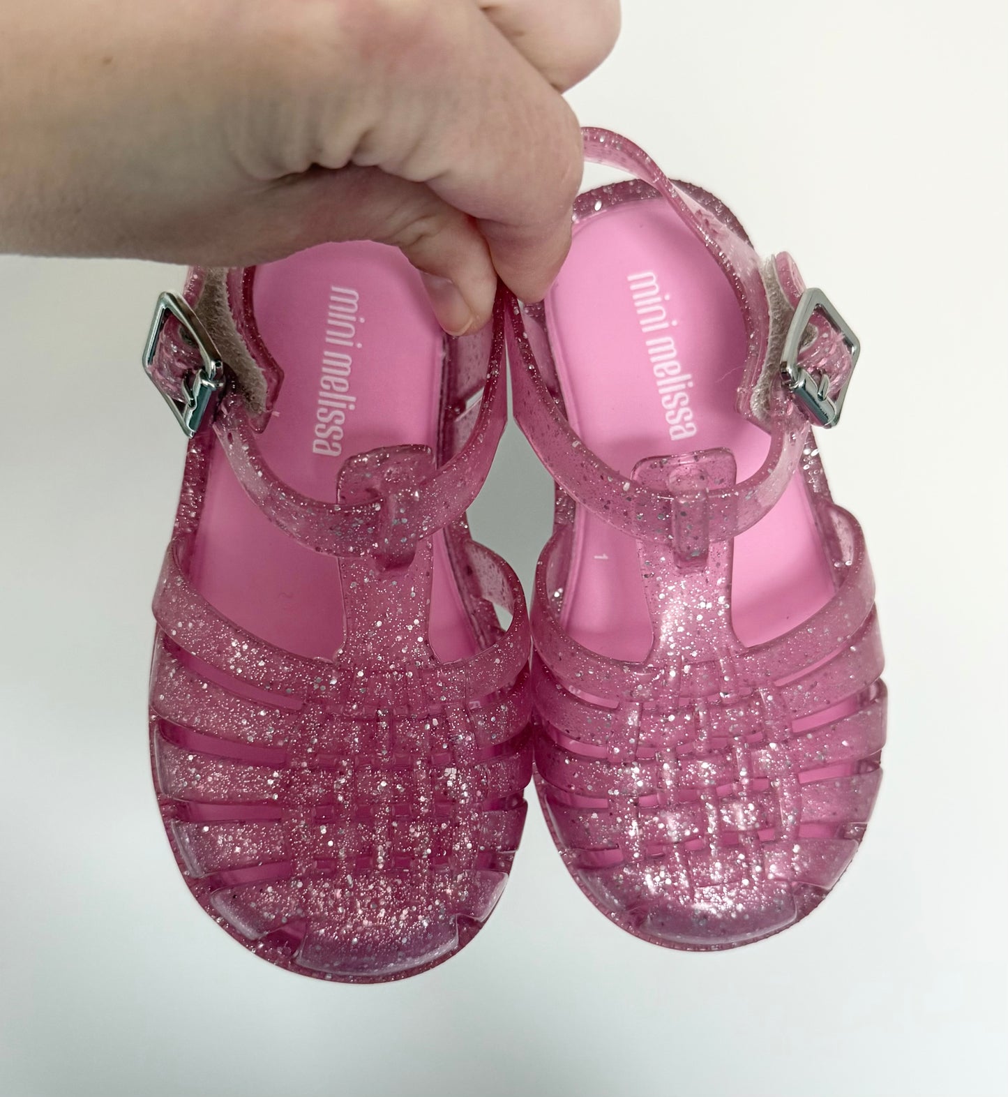 Mini Melissa Possession Pink Sparkle Jelly Sandals (7)