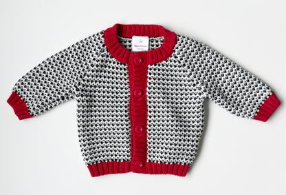 Hanna Andersson Black, White & Red Knit Cardigan (3-6 Months)
