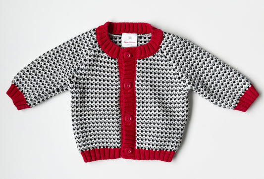 Hanna Andersson Black, White & Red Knit Cardigan (3-6 Months)